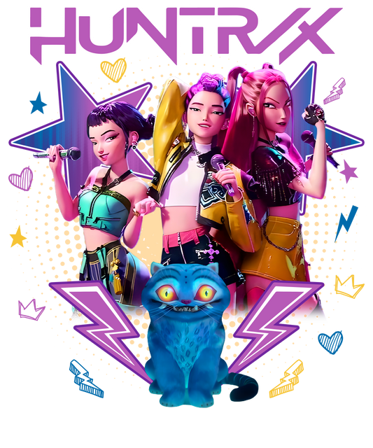 Girls and cat, Huntrix, Press-ready, Transfer only, MTO