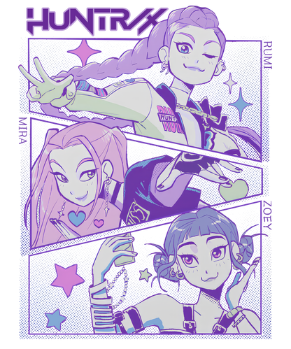Purple girls, Huntrix, Press-ready, Transfer only, MTO