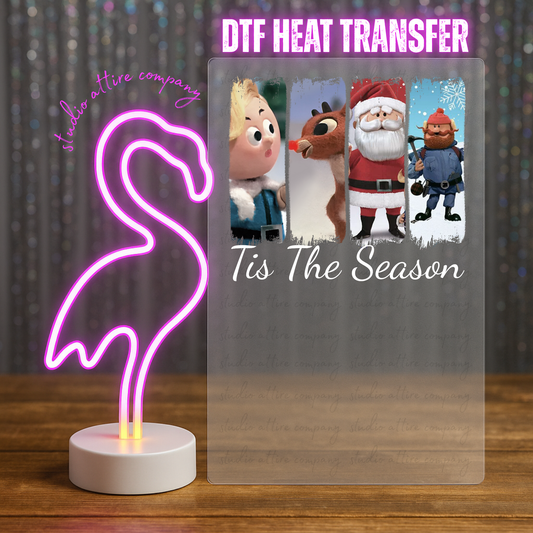 Tis the season Christmas characters, Heat transfer, Press and peel, Full color, Instant press, MTO, 5521