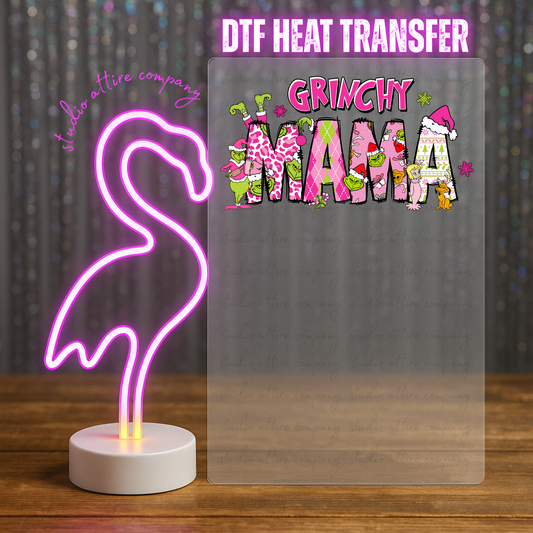 Grinchy mama, Heat transfer, Press and peel, Full color, Instant press, MTO, 5538