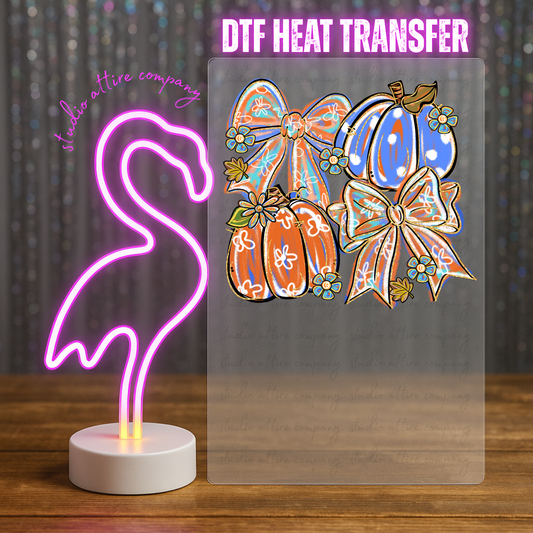 Pumpkins and bows, Heat transfer, Press and peel, Full color, Instant press, MTO, 5542