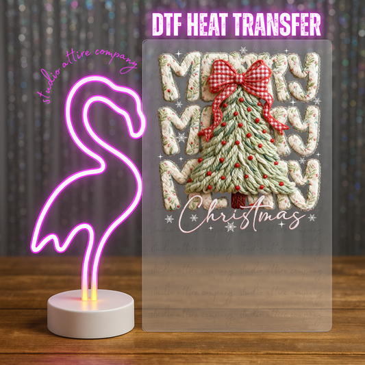 Faux yarn, Merry Christmas, Press-ready, Transfer only, MTO