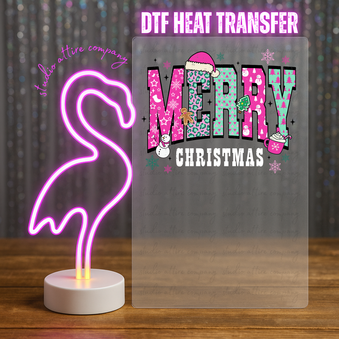 Merry Christmas, Heat transfer, Press and peel, Full color, Instant press, MTO, 5563