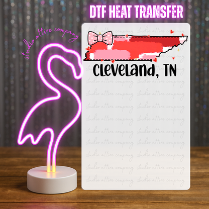 Cleveland Tennessee, Valentine, Heat transfer, Press and peel, Full color, Instant press, MTO