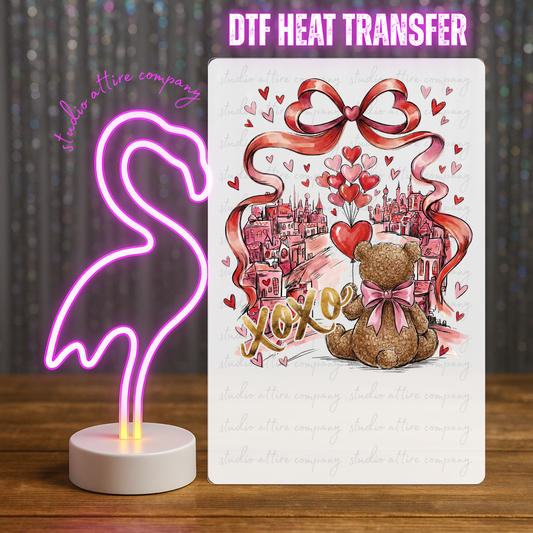 Xoxo bear, Valentine, Heat transfer, Press and peel, Full color, Instant press, MTO