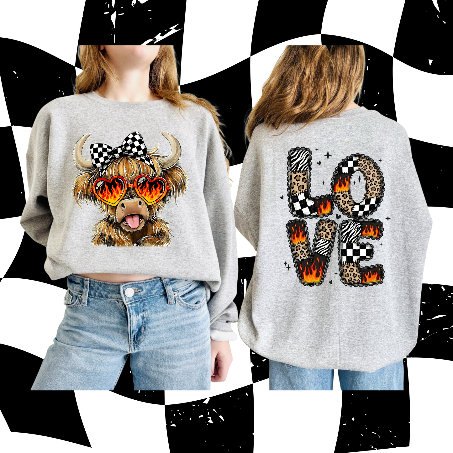 Highland cow, Love, Valentines, Sweatshirt, 5575,5576