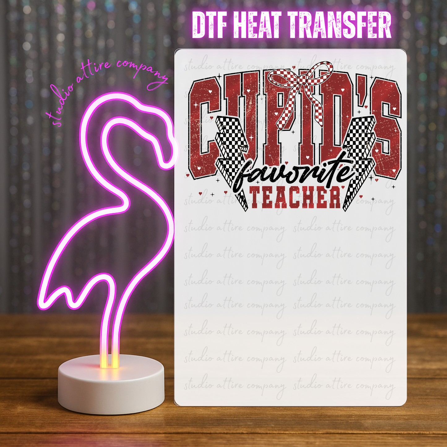 Cupids favorite teacher, Valentine, Heat transfer, Press and peel, Full color, Instant press, MTO