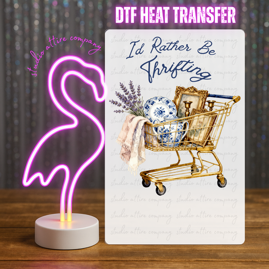 I'd rather be thrifting, Valentine, Heat transfer, Press and peel, Full color, Instant press, MTO