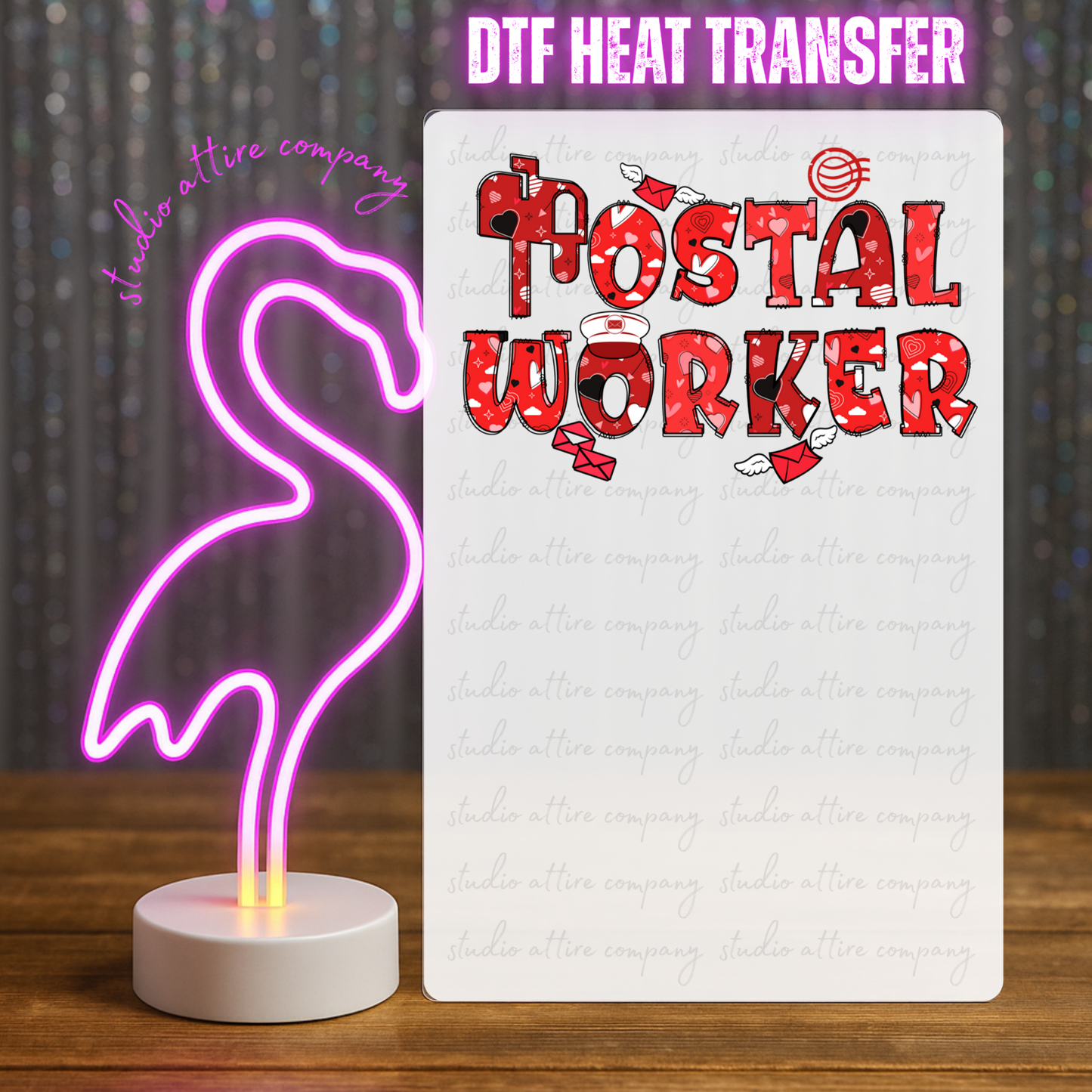 Postal Worker Mail Box lettering, Valentine, Heat transfer, Press and peel, Full color, Instant press, MTO