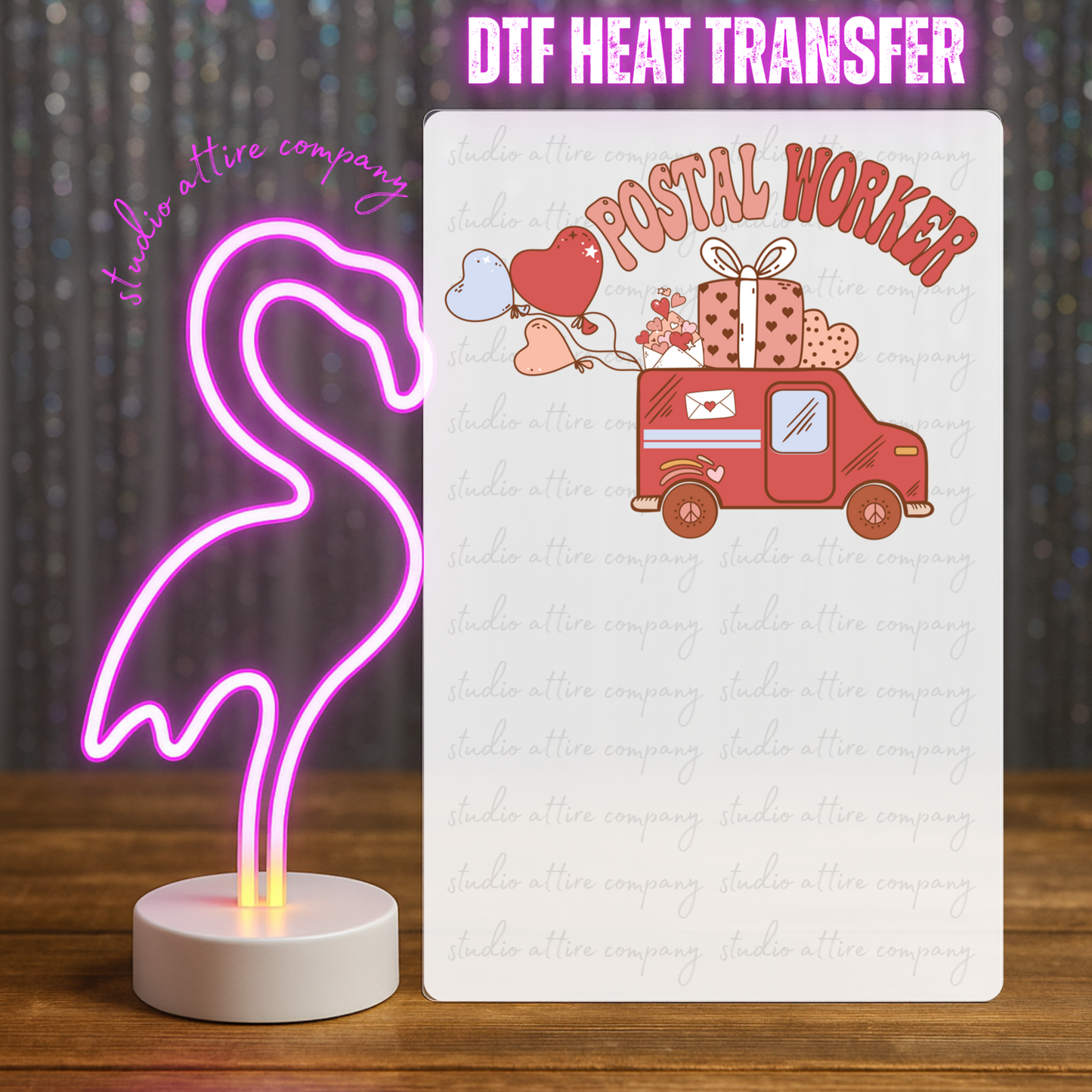 Postal Worker Van Heart balloons, Valentine, Heat transfer, Press and peel, Full color, Instant press, MTO