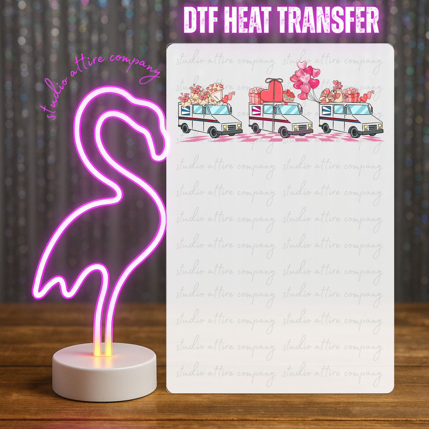 3 Postal Vans, Valentine, Heat transfer, Press and peel, Full color, Instant press, MTO