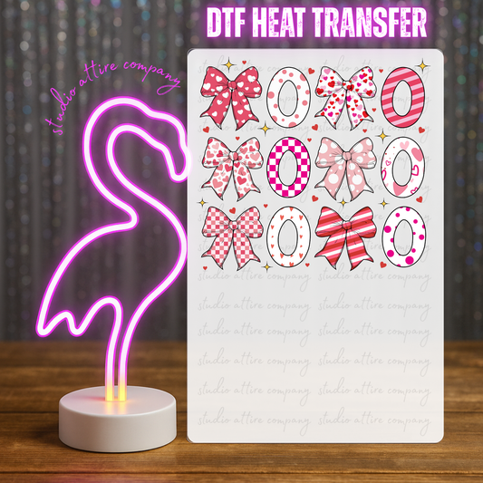 XOXO BOWS, Valentine, Heat transfer, Press and peel, Full color, Instant press, MTO