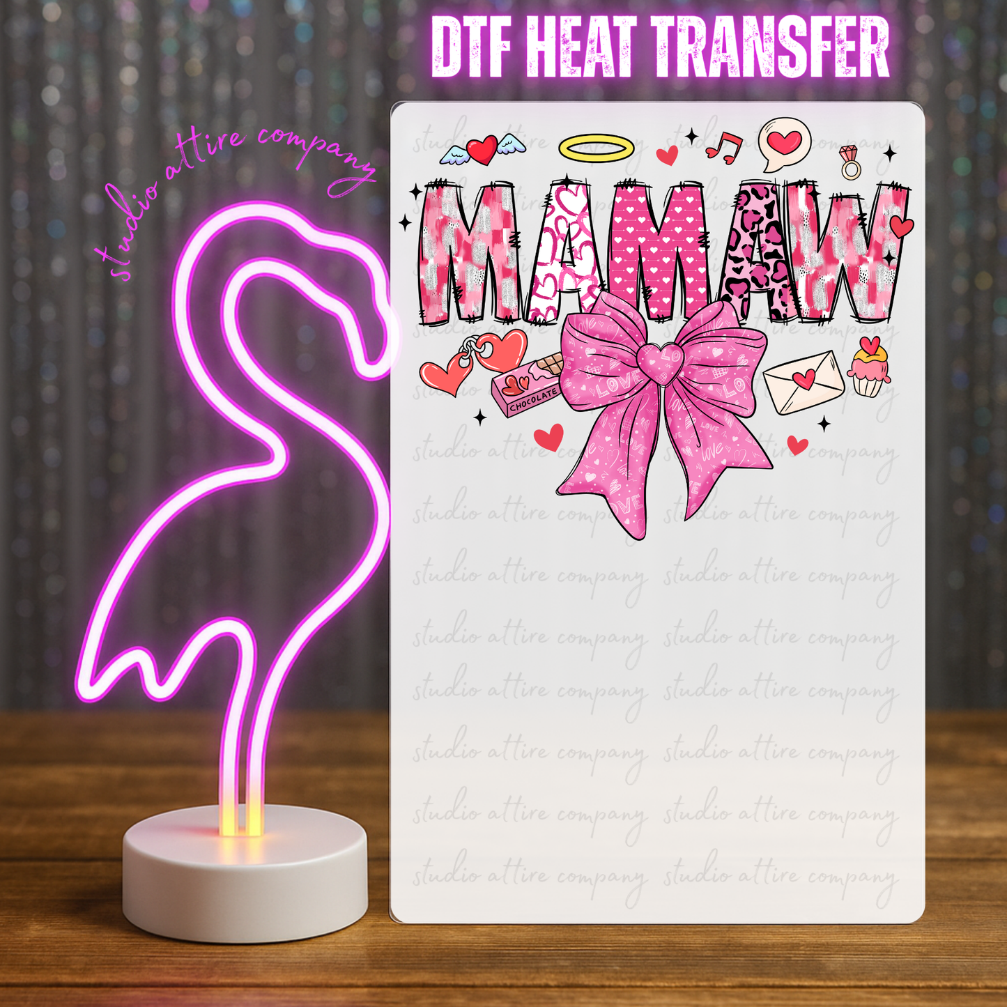 MAMAW, Valentine, Heat transfer, Press and peel, Full color, Instant press, MTO
