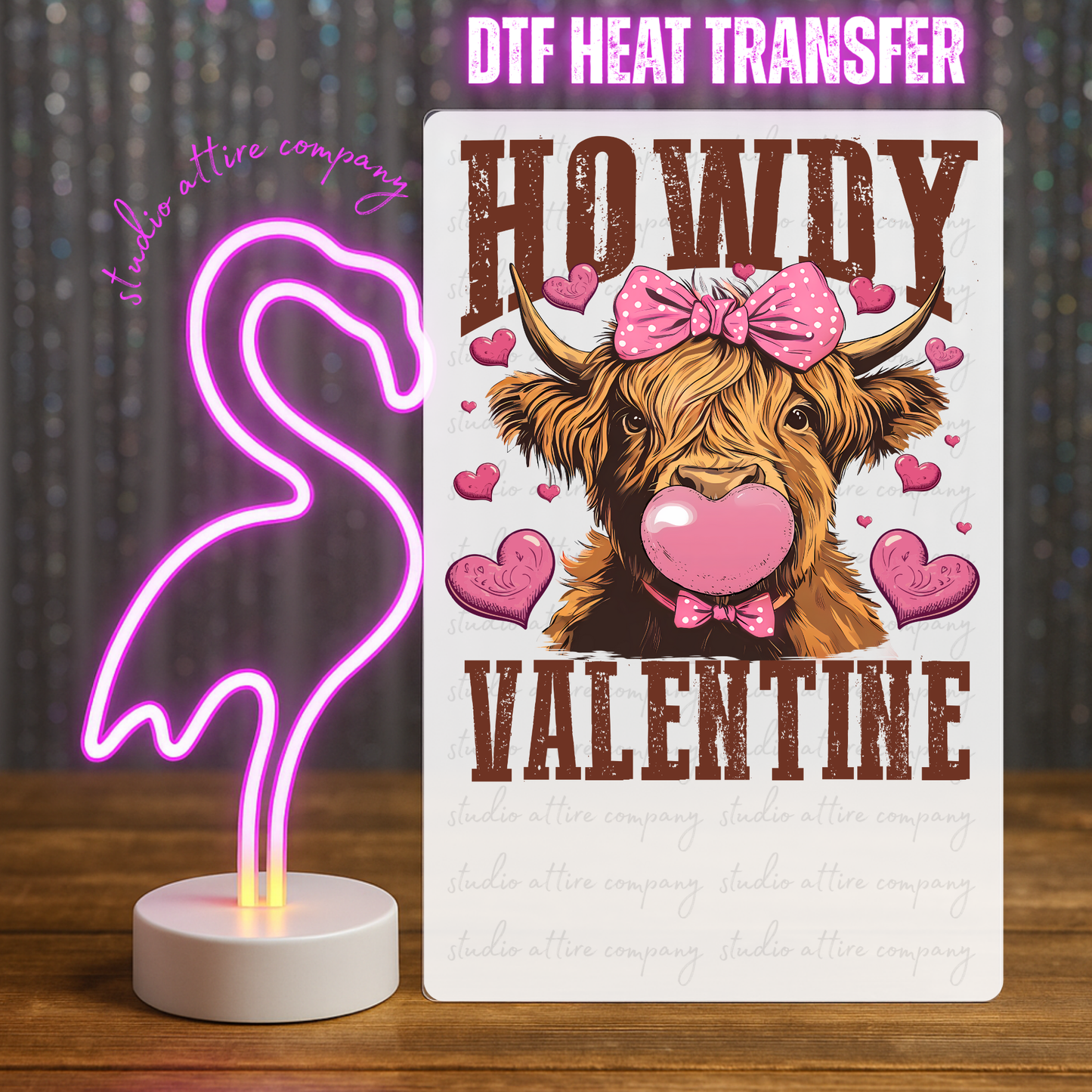 Howdy Valentine Cow Blowing Bubble, Valentine, Heat transfer, Press and peel, Full color, Instant press, MTO