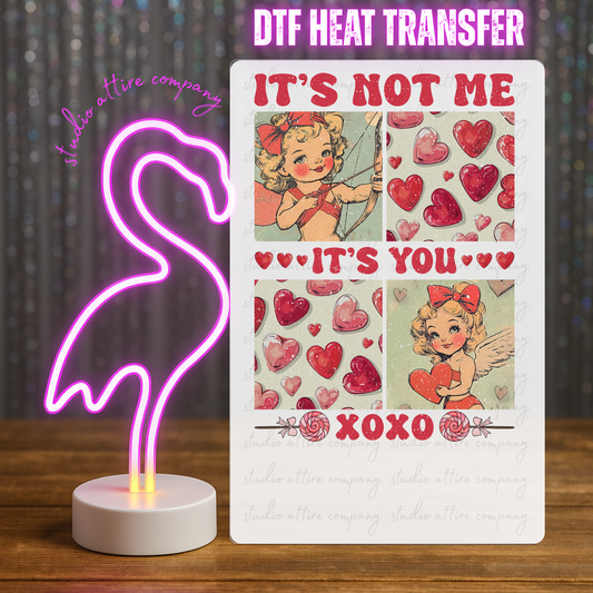 IT'S NOT ME IT'S YOU XOXO, Valentine, Heat transfer, Press and peel, Full color, Instant press, MTO