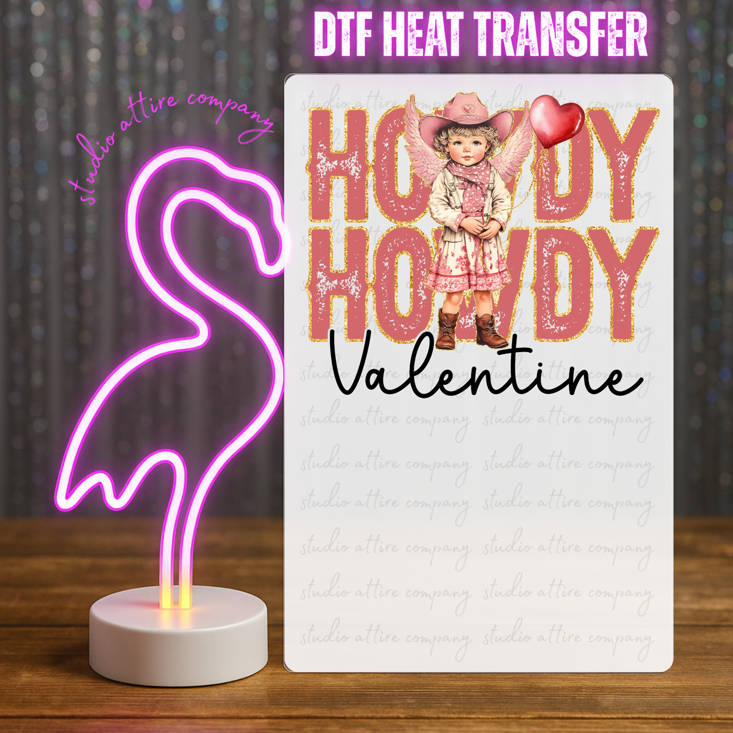 HOWDY HOWDY VALENTINE, Valentine, Heat transfer, Press and peel, Full color, Instant press, MTO