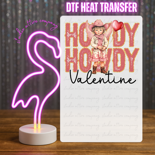 HOWDY HOWDY VALENTINE, Valentine, Heat transfer, Press and peel, Full color, Instant press, MTO