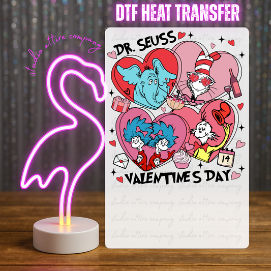 DR. SEUSS, VALENTINE DAY, CAT IN THE HAT, Valentine, Heat transfer, Press and peel, Full color, Instant press, MTO