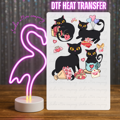 BLACK CATS, Valentine, Heat transfer, Press and peel, Full color, Instant press, MTO