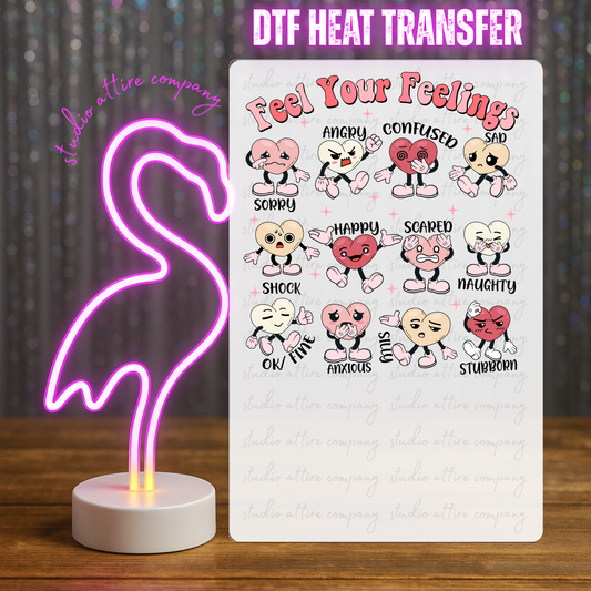 FEEL YOUR FEELINGS, Valentine, Heat transfer, Press and peel, Full color, Instant press, MTO