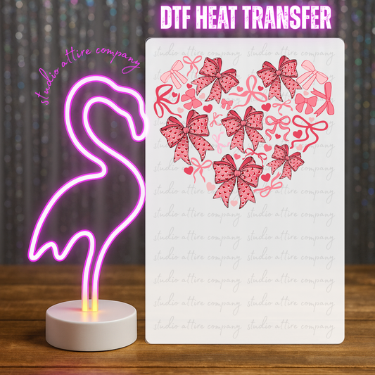 BOWS IN A HEART SHAPE, Valentine, Heat transfer, Press and peel, Full color, Instant press, MTO