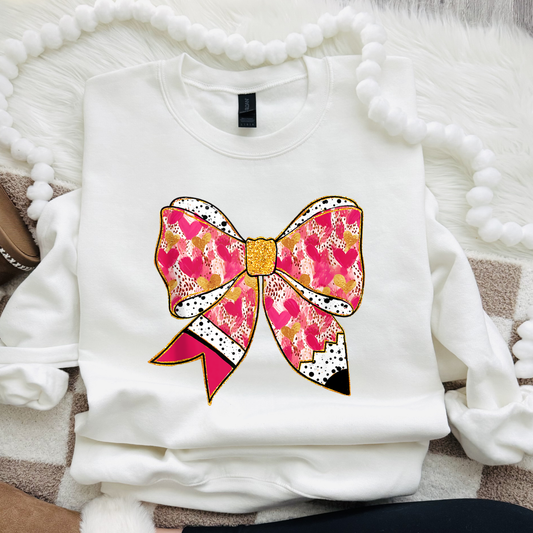 Teacher bow, Valentines, Sweatshirt, 5649