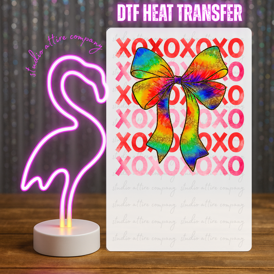 RAINBOW BOW XOXOXO, Valentine, Heat transfer, Press and peel, Full color, Instant press, MTO