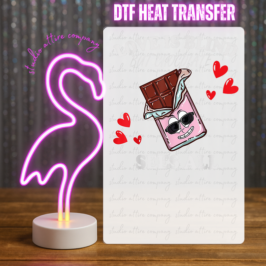 CHOCOLATE BAR, Valentine, Heat transfer, Press and peel, Full color, Instant press, MTO