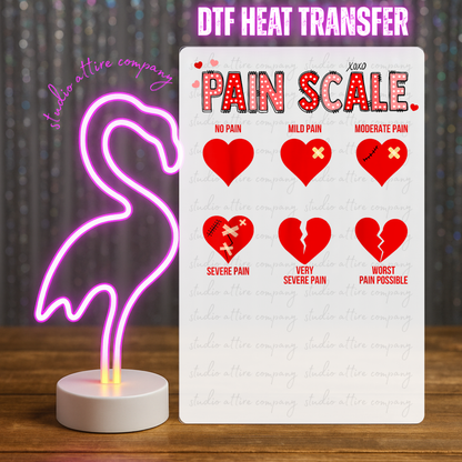 PAIN SCALE, Valentine, Heat transfer, Press and peel, Full color, Instant press, MTO