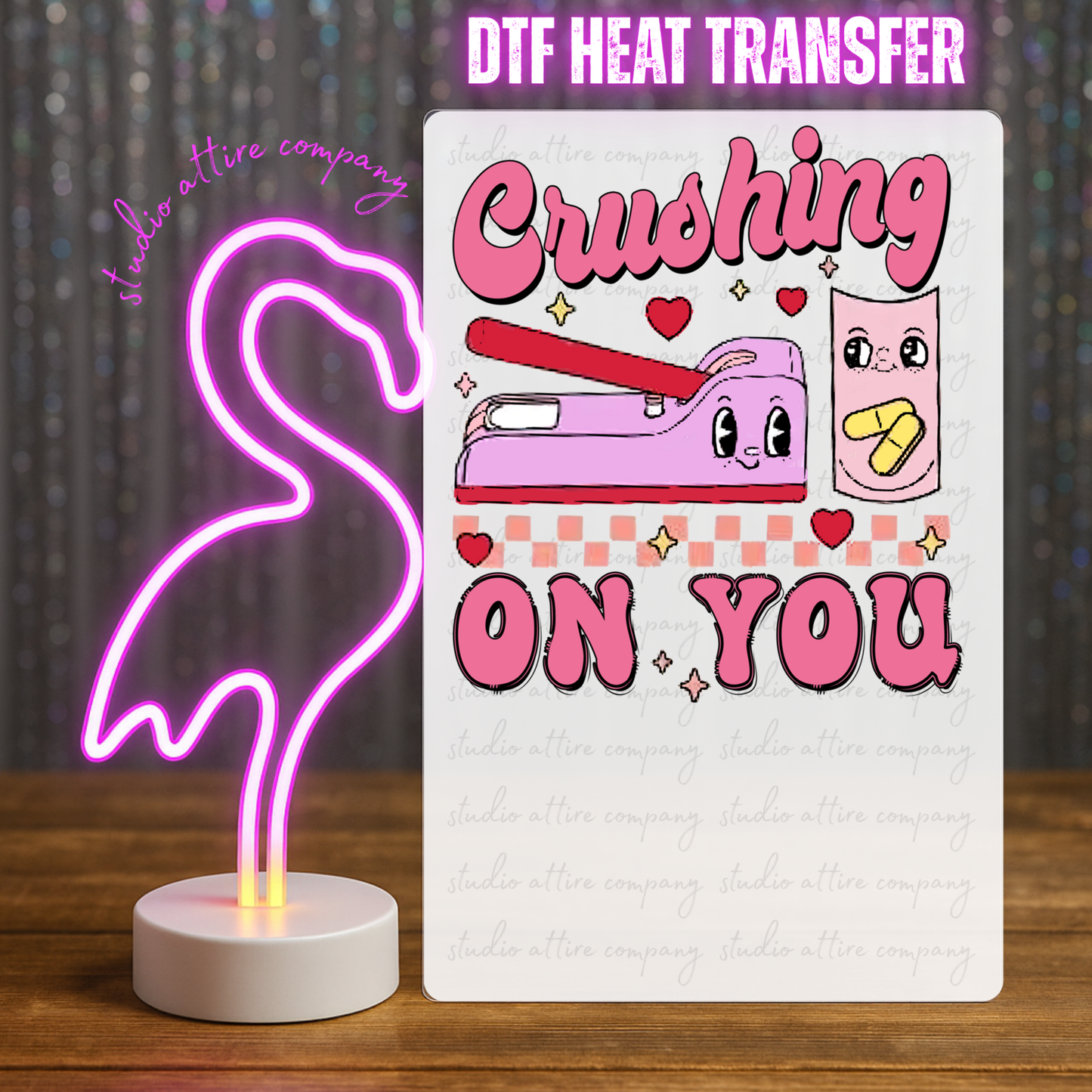 CRUSHING ON YOU, Heat transfer, Press and peel, Full color, Instant press, MTO