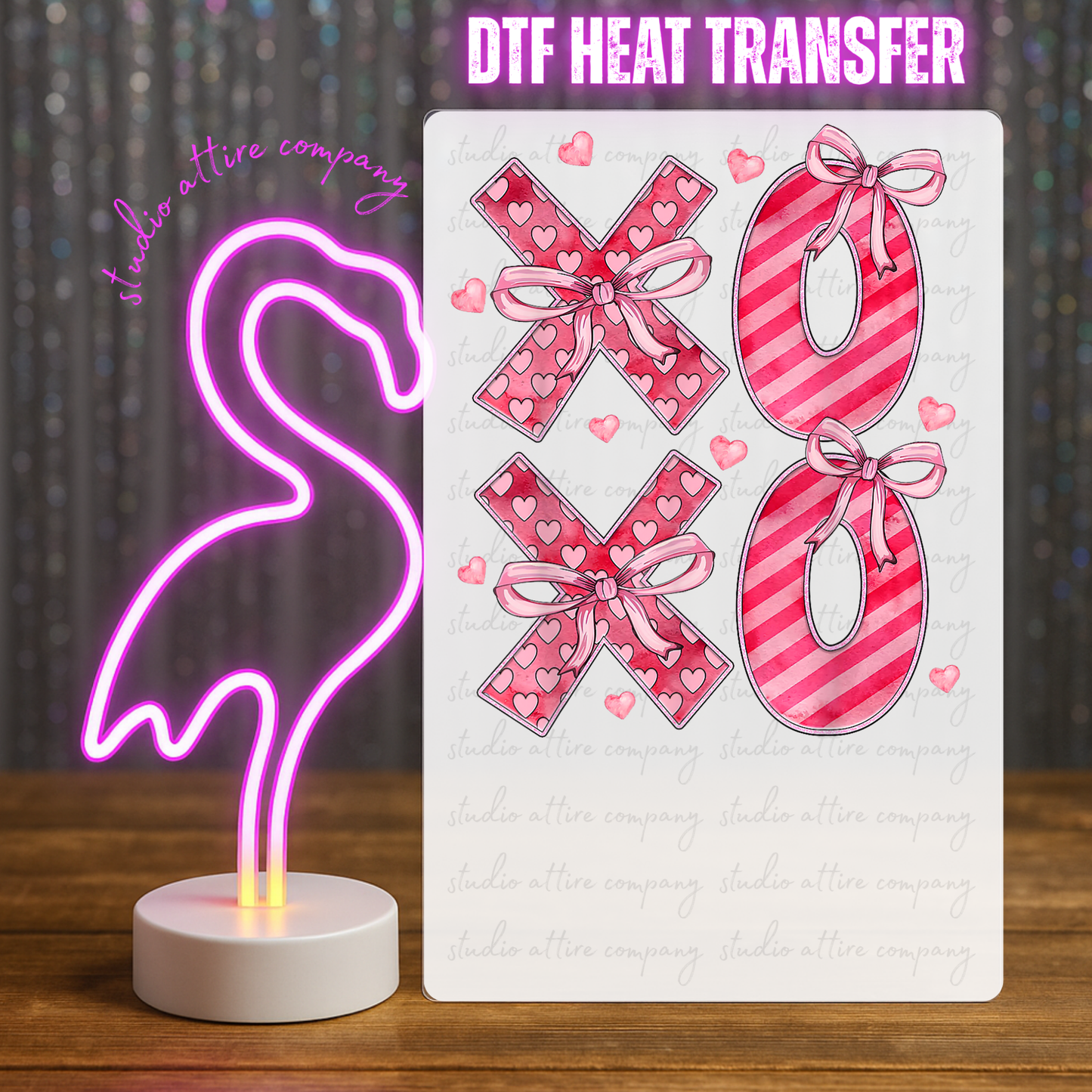 XOXO WITH BOWS, Heat transfer, Press and peel, Full color, Instant press, MTO