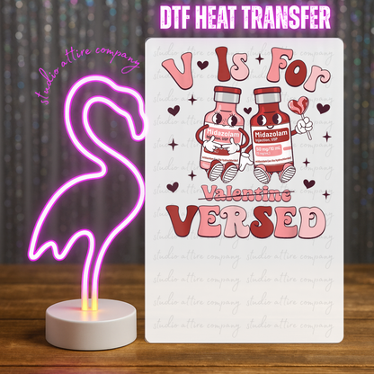 V IS FOR VERSED, WITH FLOWERS, Heat Transfer, Press and peel, Full color, Instant press, MTO