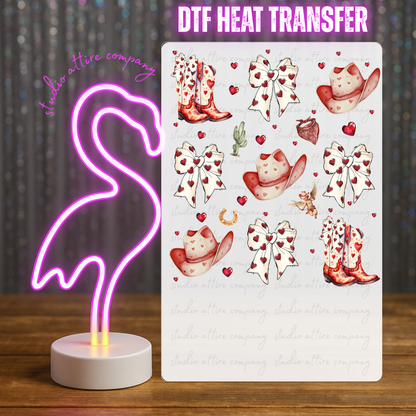 BOWS, HATS, AND BOOTS, Heat Transfer, Press and peel, Full color, Instant press, MTO