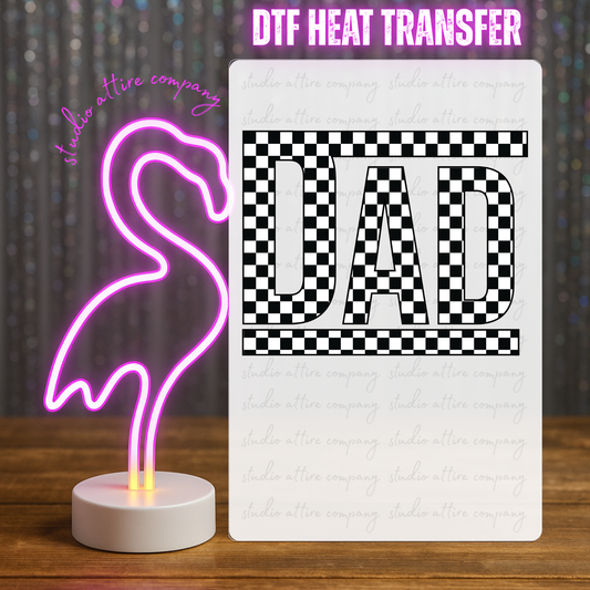 Checkered dad, DTF Heat Transfer, Press and peel, Full color, Instant press, MTO