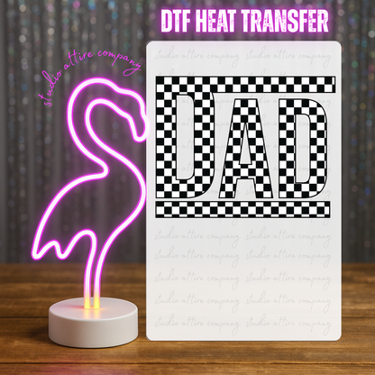 Checkered dad, Heat transfer, Press and peel, Full color, Instant press, MTO