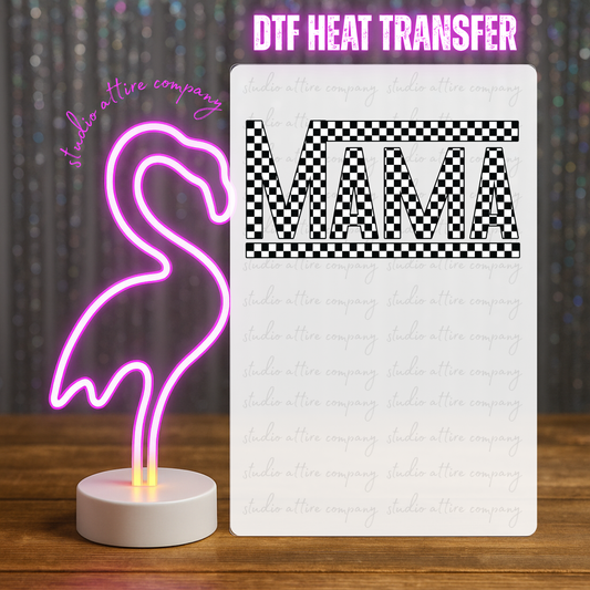 Checkered mama, Heat transfer, Press and peel, Full color, Instant press, MTO