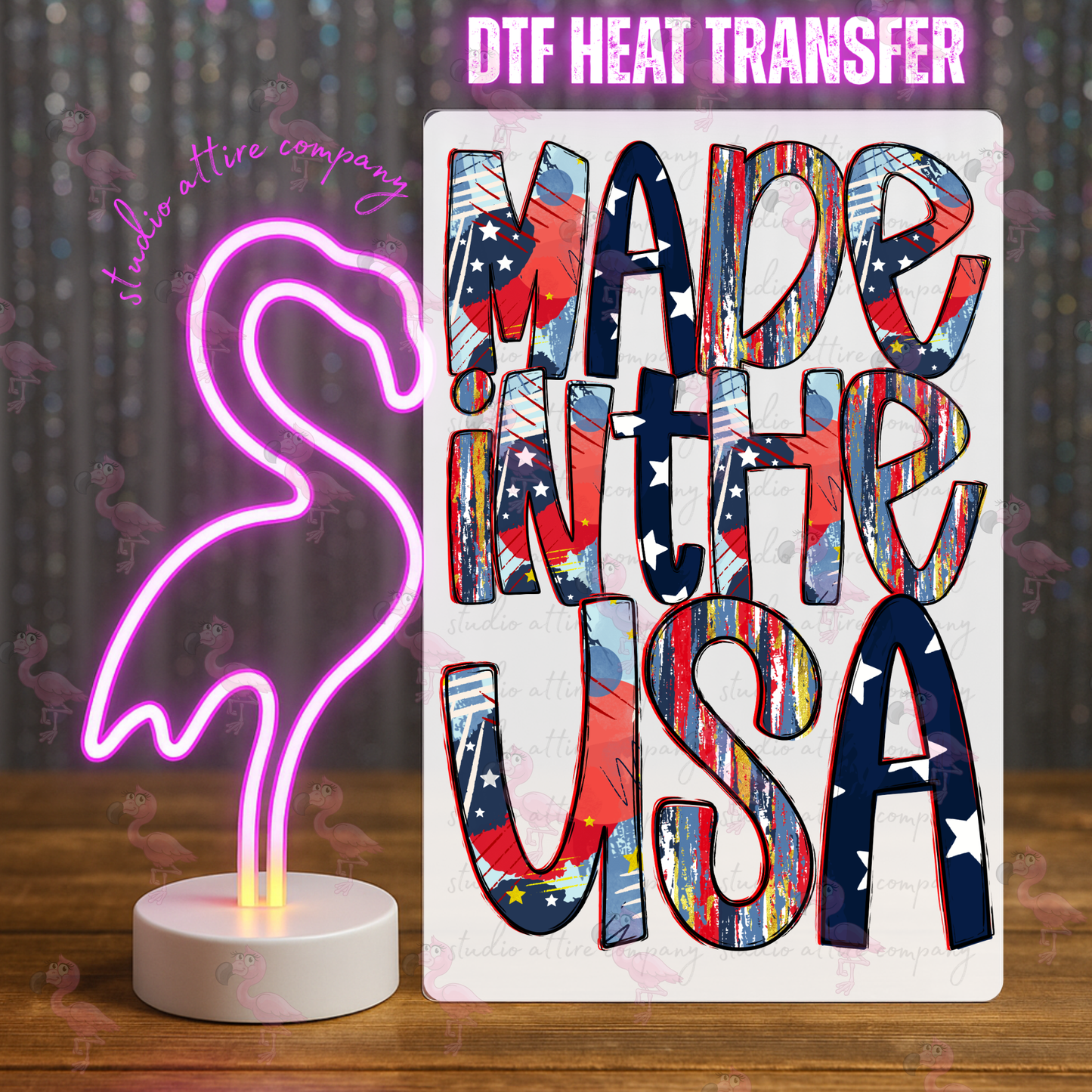 Made in the USA, 4th of July, DTF Heat Transfer, Press and peel, Full color, Instant press, MTO