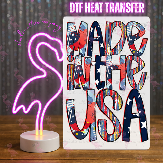 Made in the USA, 4th of July, DTF Heat Transfer, Press and peel, Full color, Instant press, MTO