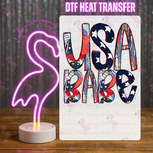 USA babe, 4th of July, DTF Heat Transfer, Press and peel, Full color, Instant press, MTO