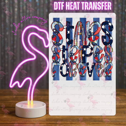 Stars and stripes forever, 4th of July, DTF Heat Transfer, Press and peel, Full color, Instant press, MTO