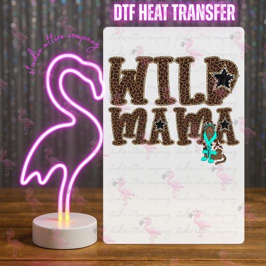 Wild mama, Cheetah print, DTF Heat Transfer, Press and peel, Full color, Instant press, MTO