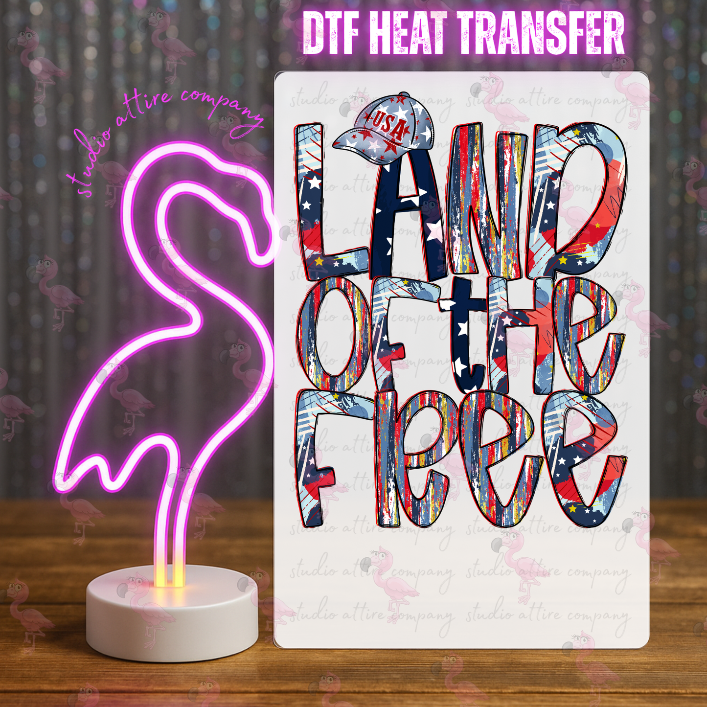 Land of the free, 4th of July, DTF Heat Transfer, Press and peel, Full color, Instant press, MTO