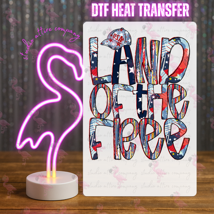 Land of the free, 4th of July, DTF Heat Transfer, Press and peel, Full color, Instant press, MTO