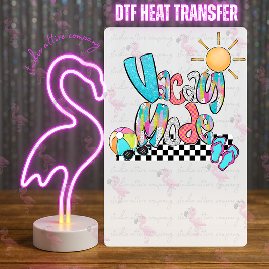 Vacay mode, Summer, DTF Heat Transfer, Press and peel, Full color, Instant press, MTO