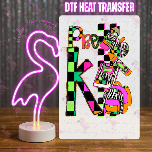 Pre K, DTF Heat Transfer, Press and peel, Full color, Instant press, MTO