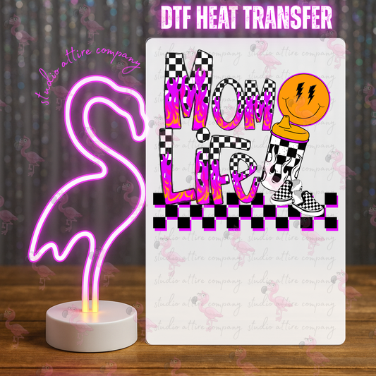 Mom life, DTF Heat Transfer, Press and peel, Full color, Instant press, MTO