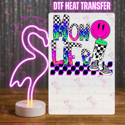 Mom life, DTF Heat Transfer, Press and peel, Full color, Instant press, MTO