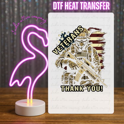 Military, DTF Heat Transfer, Press and peel, Full color, Instant press, MTO