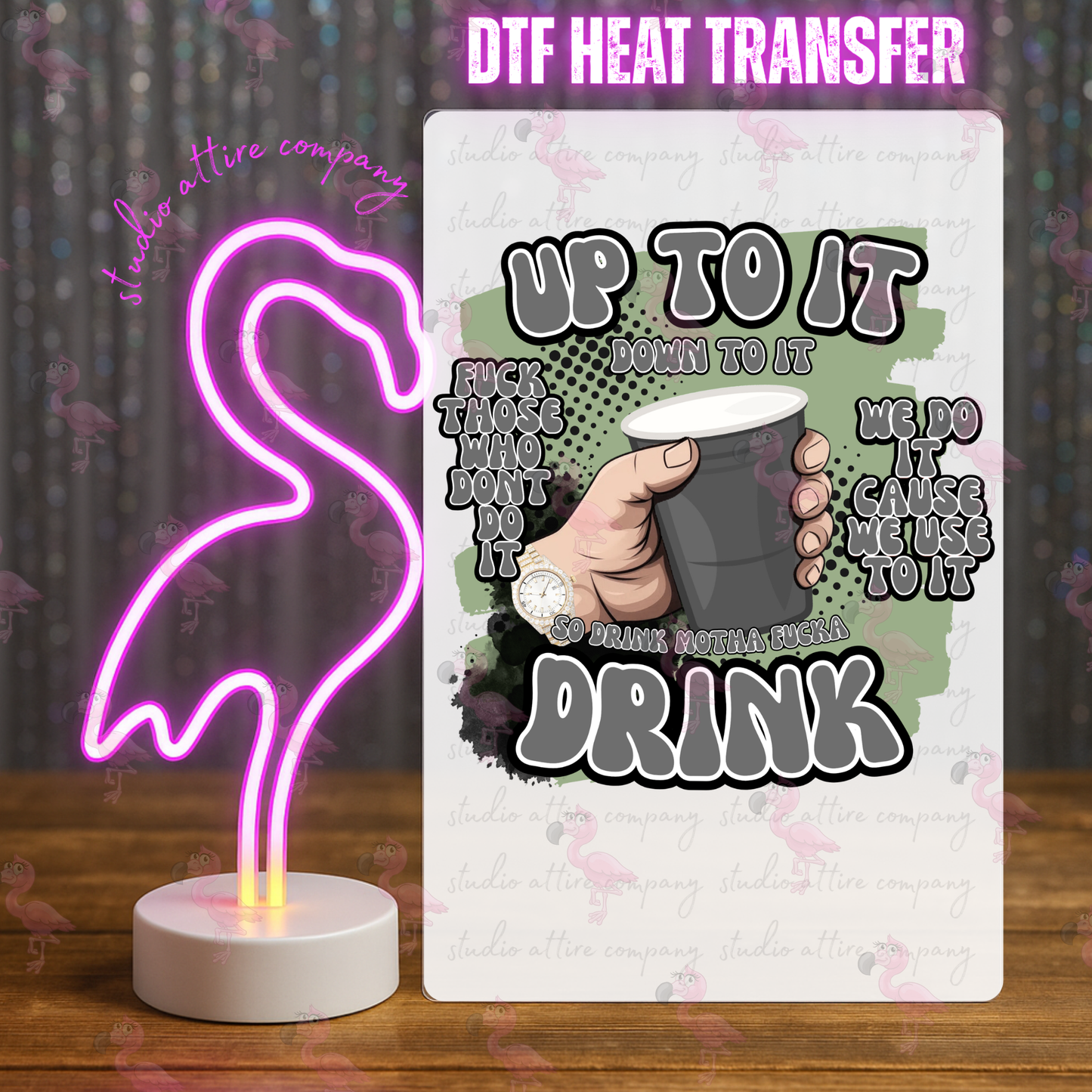 Sage green and gray man hand, up to it, DTF Heat Transfer, Press and peel, Full color, Instant press, MTO