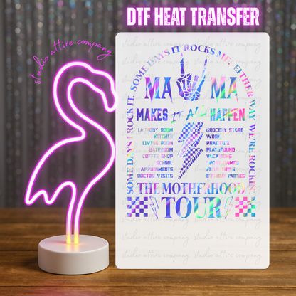 Mama tour, Heat transfer, Press and peel, Full color, Instant press, MTO